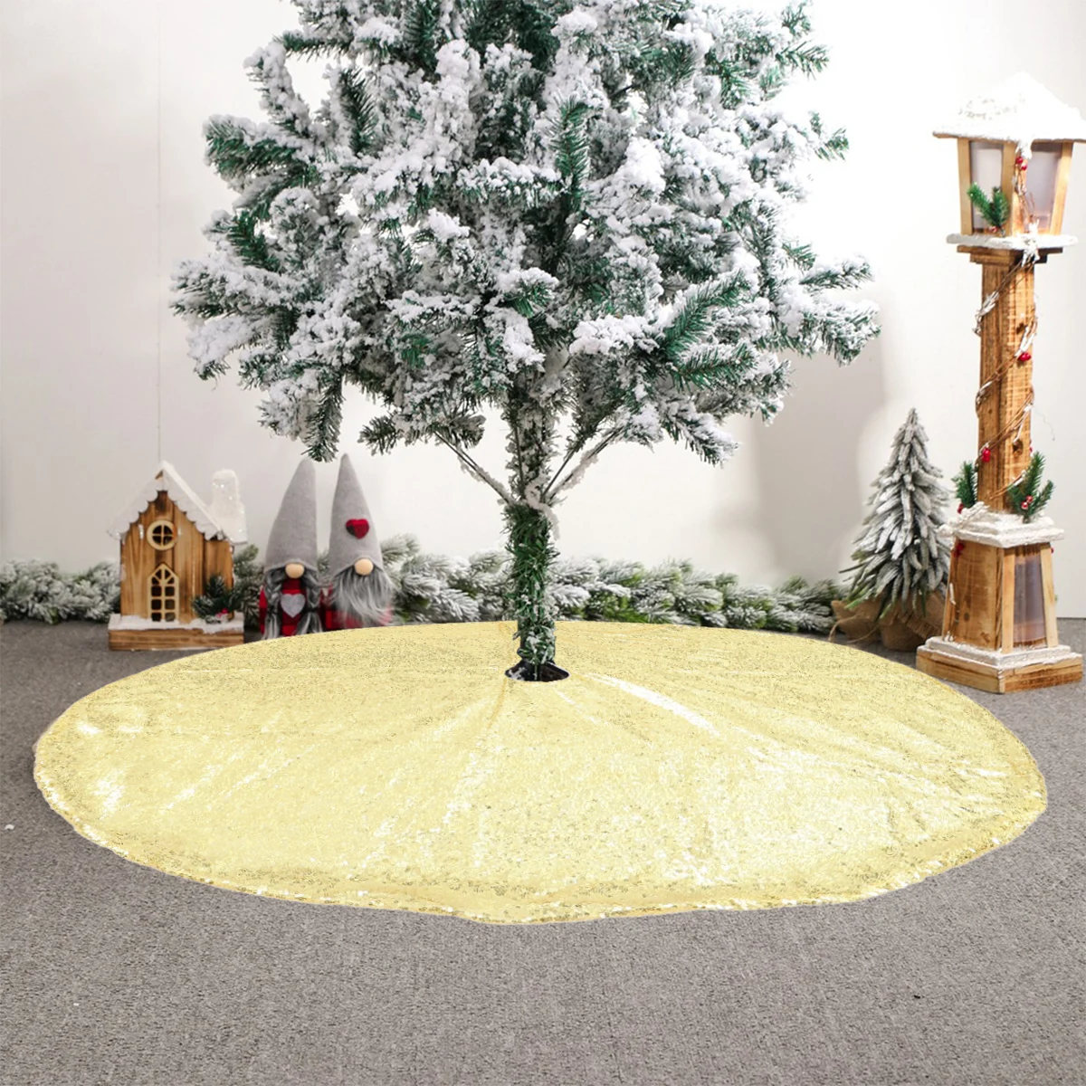 

Shining Sequins Christmas Tree Skirt 3D Decorative Tree Bottom Cover Festive Holiday Party Decoration For Home Hotel