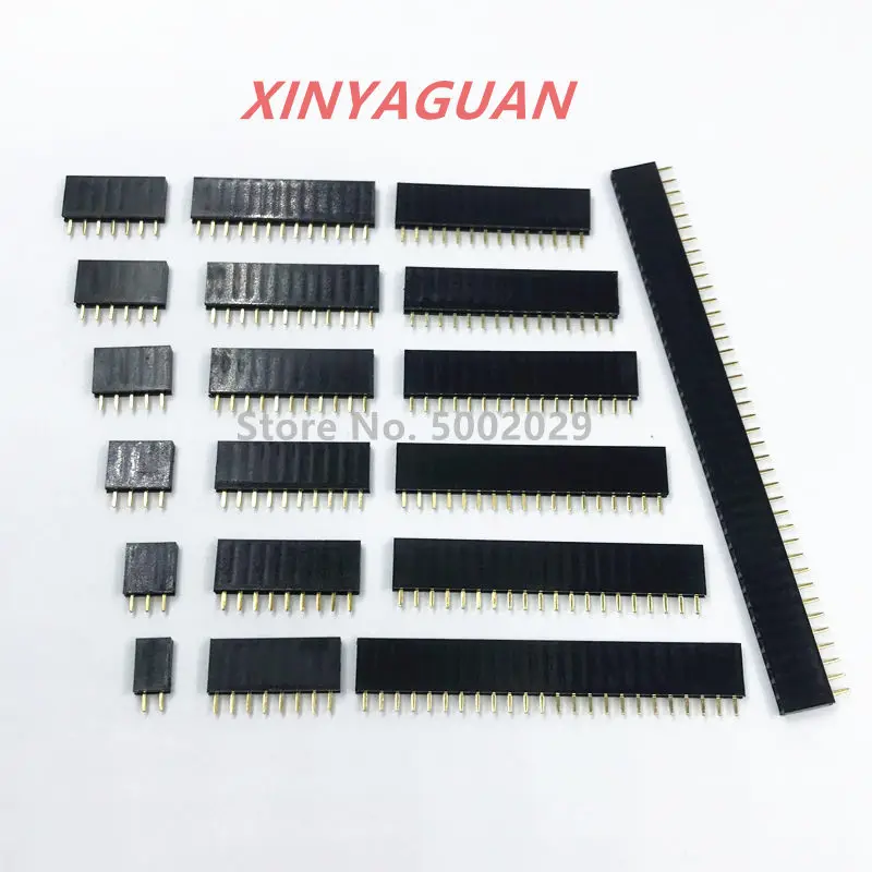 2.54mm Skok Jednorzędowy Żeński 2 ~ 40P PCB Gniazdo Płytka Pin Header Złącze Listwa Pinheader 2/3/4/6/10/12/16/20/40Pin Dla Arduino