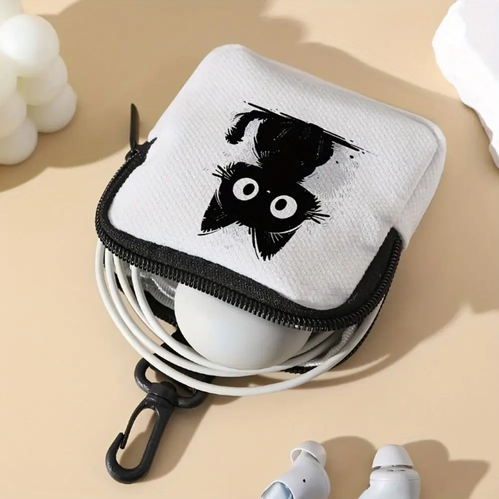 Fashion Cartoon Printed Mini Keychain Bag Cat Pattern Luxury Coin Purse Creative Hanging Pendant Wallet Bag Accessories