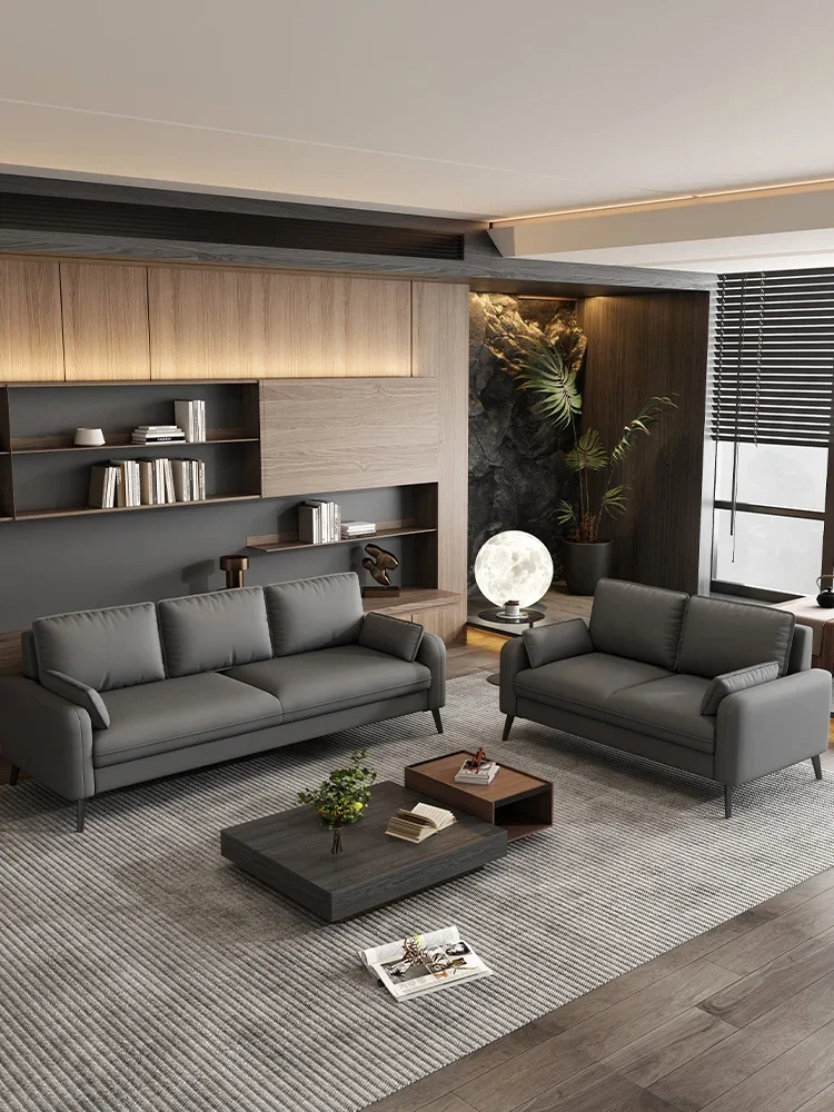 Simple and modern three-person small sofa. Available for office rentals