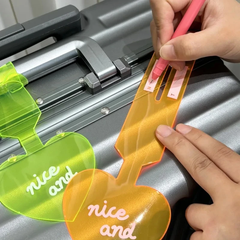 Étiquette de bagage mignonne en PVC souple, étiquettes de voyage en forme de cœur, étiquette de nom de valise, étiquettes de bagage Anti-perte, étiquettes d'avion, accessoires de voyage de vacances