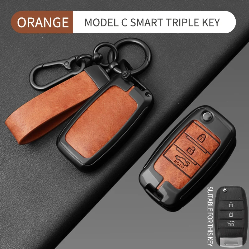 Metall-Leder-Schlüsseletui für KIA Rio 3 K2 Ceed Cerato K3 K5 Sorento Sportage Soul K4 Picanto Optima Forte Stinger Auto-Schlüssel-Gadget – Detail 16