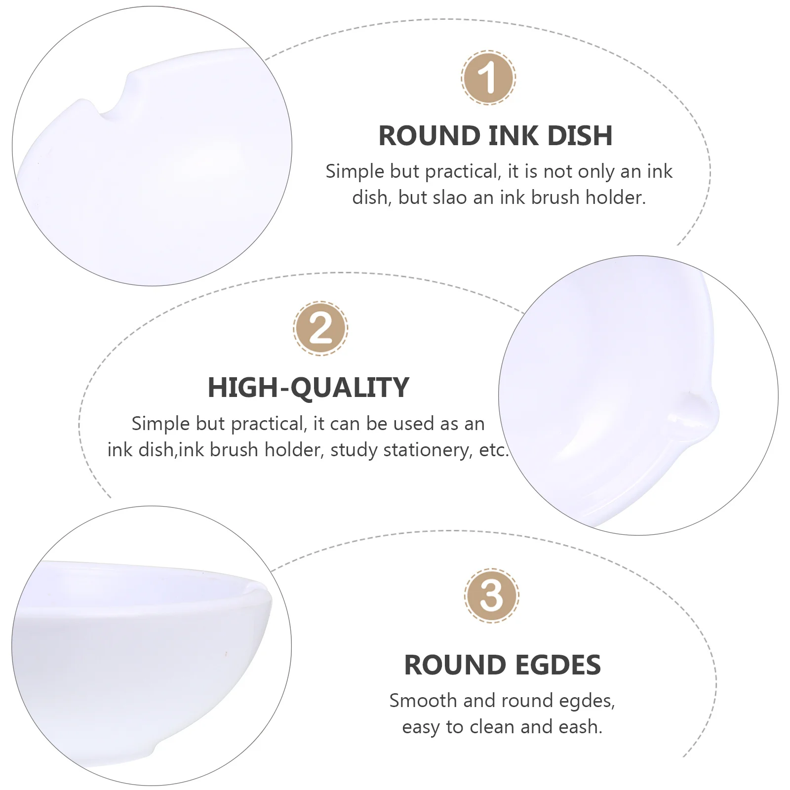 

1pc Ink Dish Plastic Ink Plate Round Versatile Tray For Calligraphy Brush Holder Study Office Stationery Smooth Edges