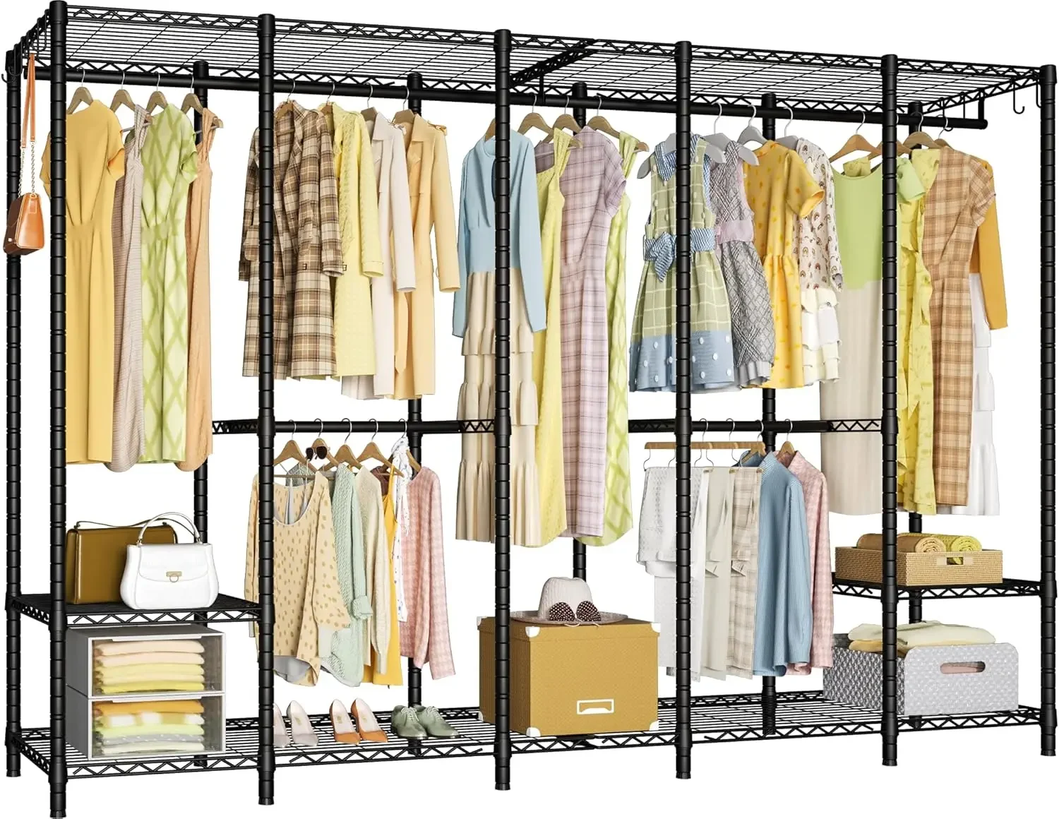 H50 Garment Rack Heavy Duty Clothes Rack, Freestanding Extra Large Portable Closet Wardrobe Rack, Clothing Racks for Hangin