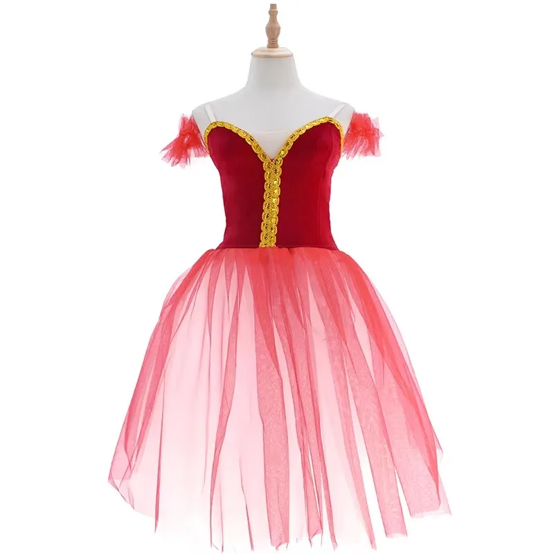 Nova saia tutu de balé feminina vestido longo vestidos para meninas roupas de desempenho saias de dança do ventre de cisne