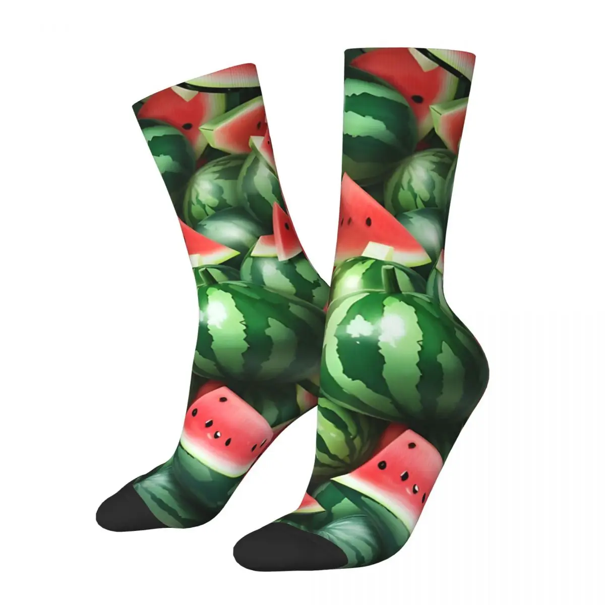 Retro Seamless Watermelon Pattern Watermelon Lovers Men's compression Socks Unisex Street Style Pattern Printed Novelty CrewSock