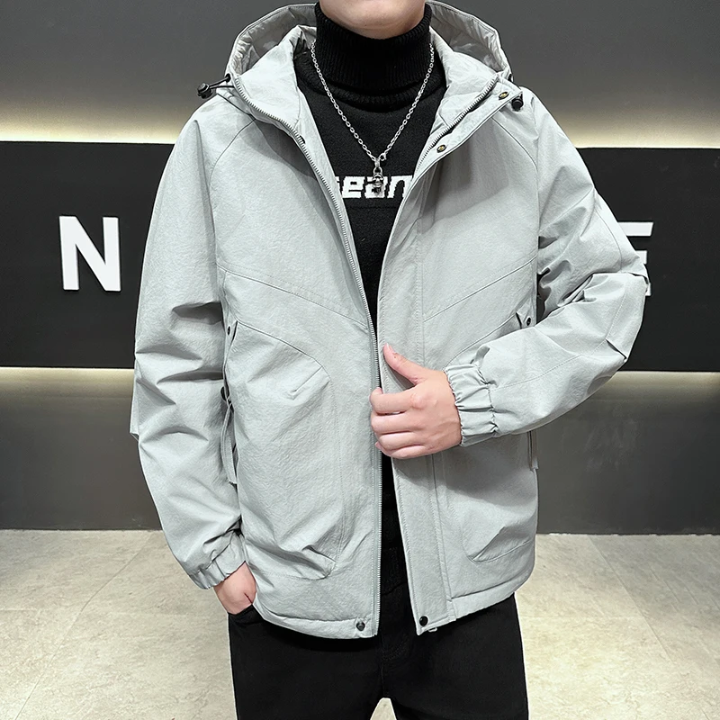 

Casual Men's Hooded Cotton-Padded Jackets 2025 Autumn Winter Solid Color Windproof Thick Coats Outdoor Warm Top Parkas Clothing