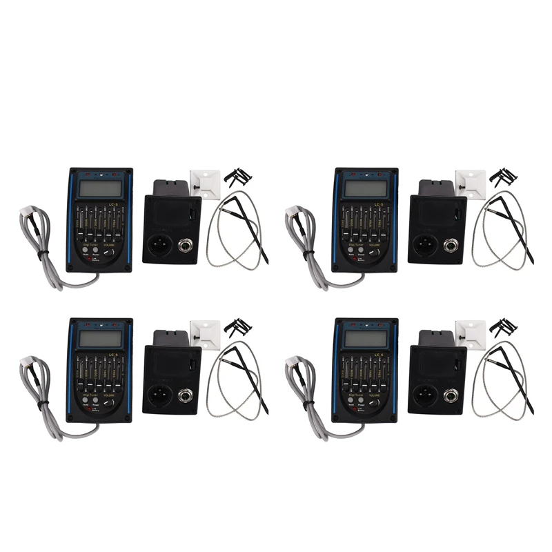 

4X 5 Band EQ Equalizer Pickup, Acoustic Guitar Preamplifier Tuner With LCD Tuner And Volume Control LC-5