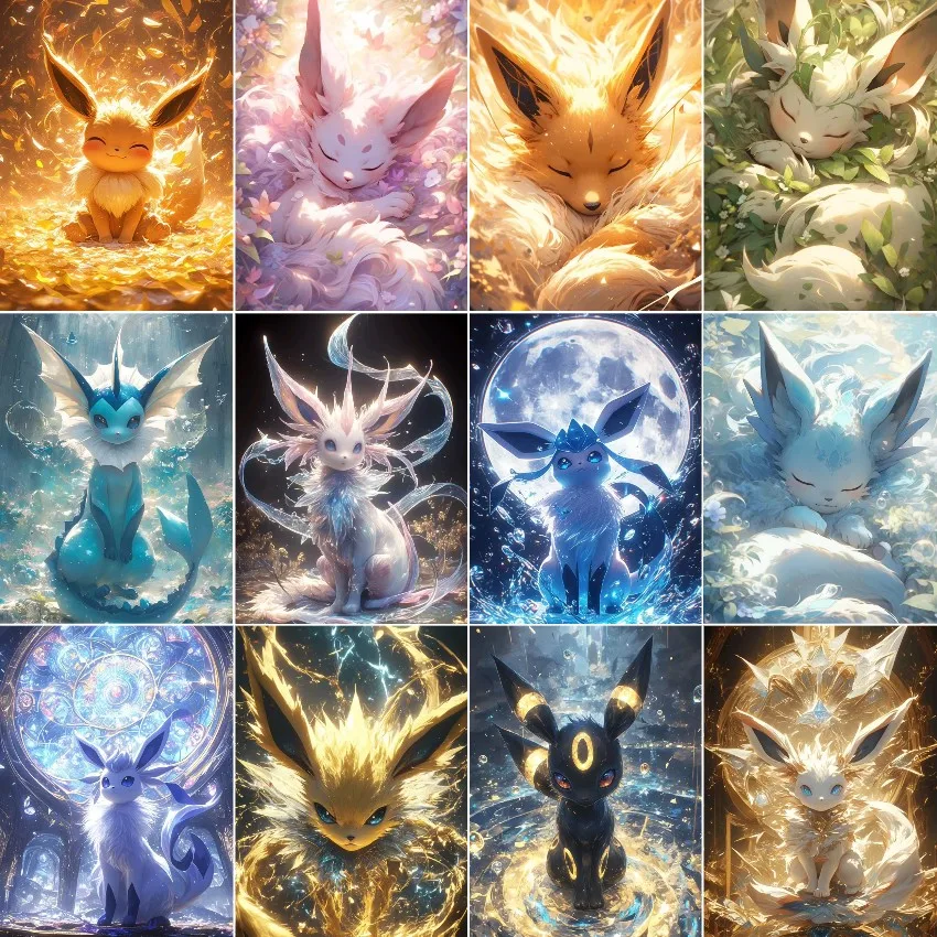 Japanisches Anime-Diamantmalerei-Set, Pokemon Eevee, besticktes Diamant-DIY-Mosaik, Heimdekoration, Kindergeschenk