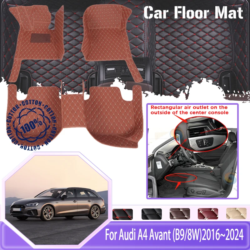 Car Floor Mats For Audi A4 Avant B9 8W 2016~2024 Estate Wagon Anti-dirty Pad Foot Carpets Rectangular Air Outlet Car Accessories