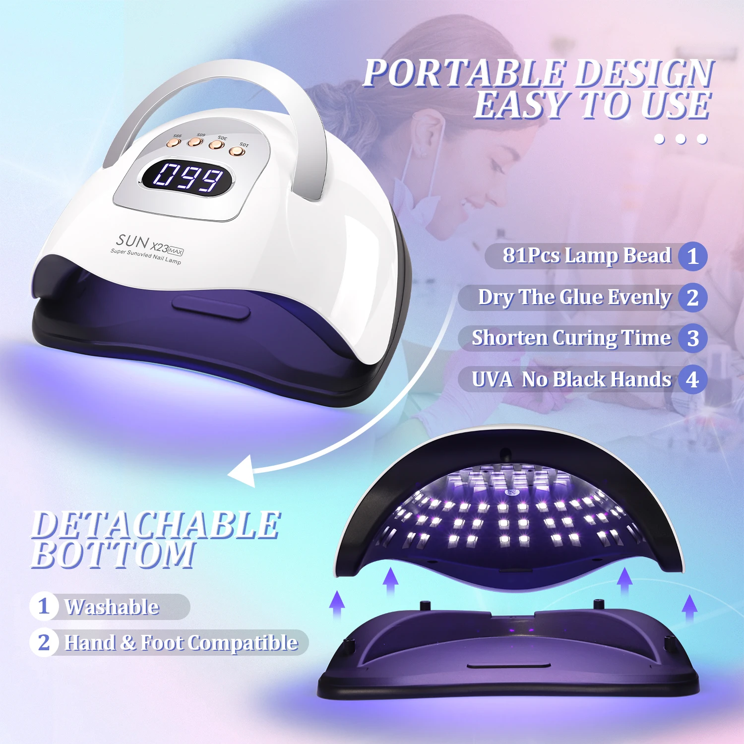 81LEDS Professional Nail Dryer Lamp For Manicure Powerful UV LED Gel Nail Lamp With Automatic Sensing Gel Polish Drying Lamp