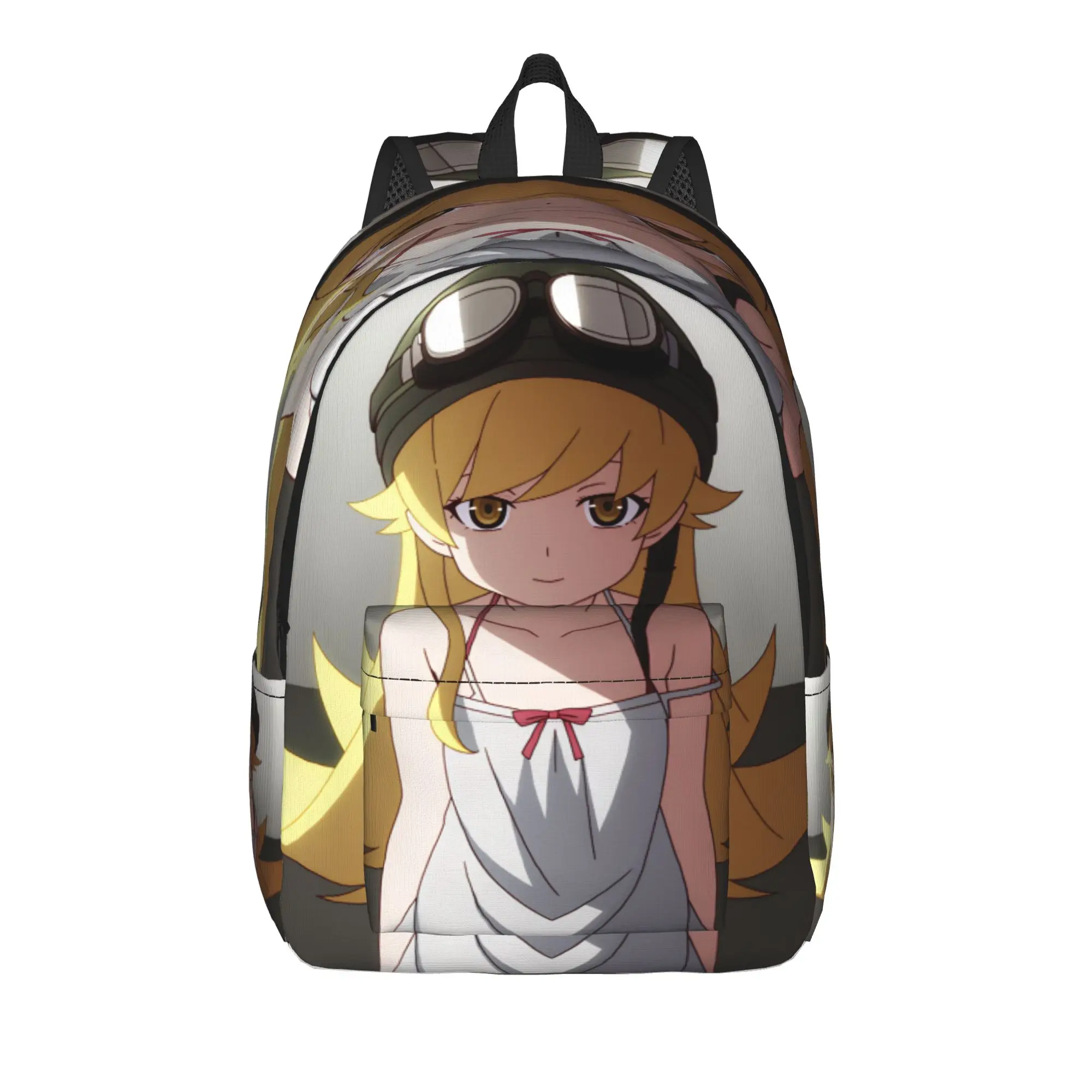 Oshino shinobu monogatari Backpack Male  Big Backpacks Polyester Kawaii High School Bags Trekking Custom Rucksack