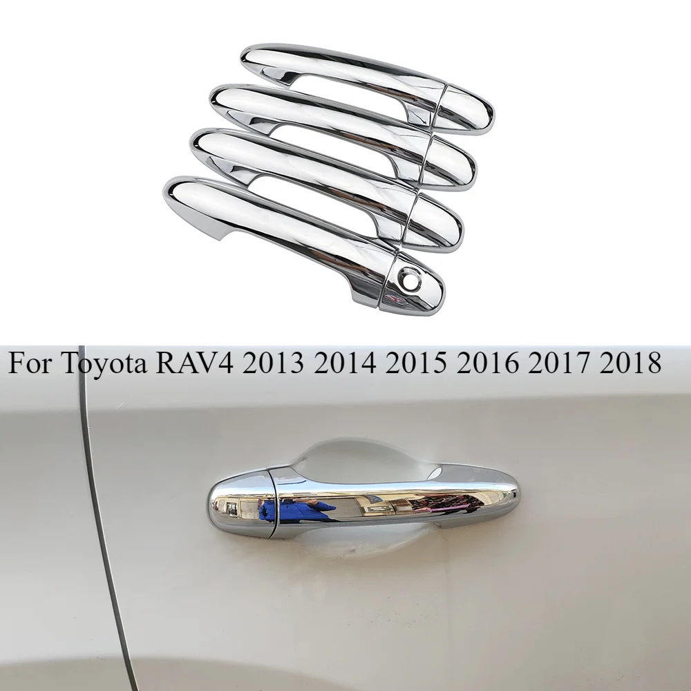 Car Door Handle Catch Cover Trim for Toyota RAV4 2013 2014 2015 2016 2017 2018 Cap Lid Molding Overlay Decoration Chrome Acc.