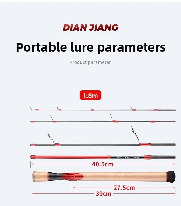 

5-секционная портативная микрообъектная удочка для рта лошади Luya L-регулируемый многосекционный дорожный окунь с большим направляющим кольцом для рыбалки