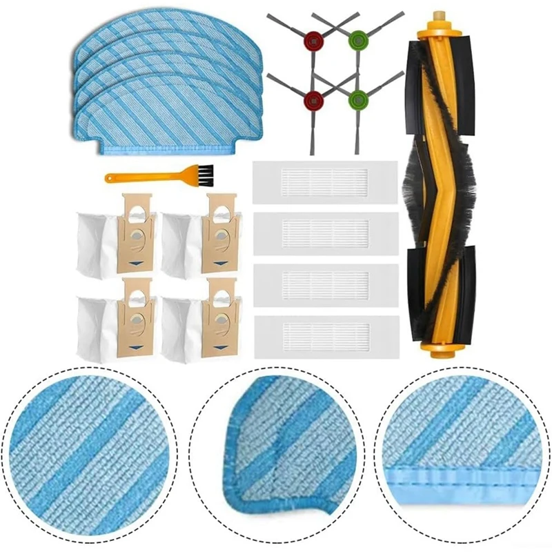 ตัวกรองแปรงด้านข้างแบบสูญญากาศชุดถุงหูรูดอะไหล่สำหรับ Ecovacs deebot N10 / N10 PLUS