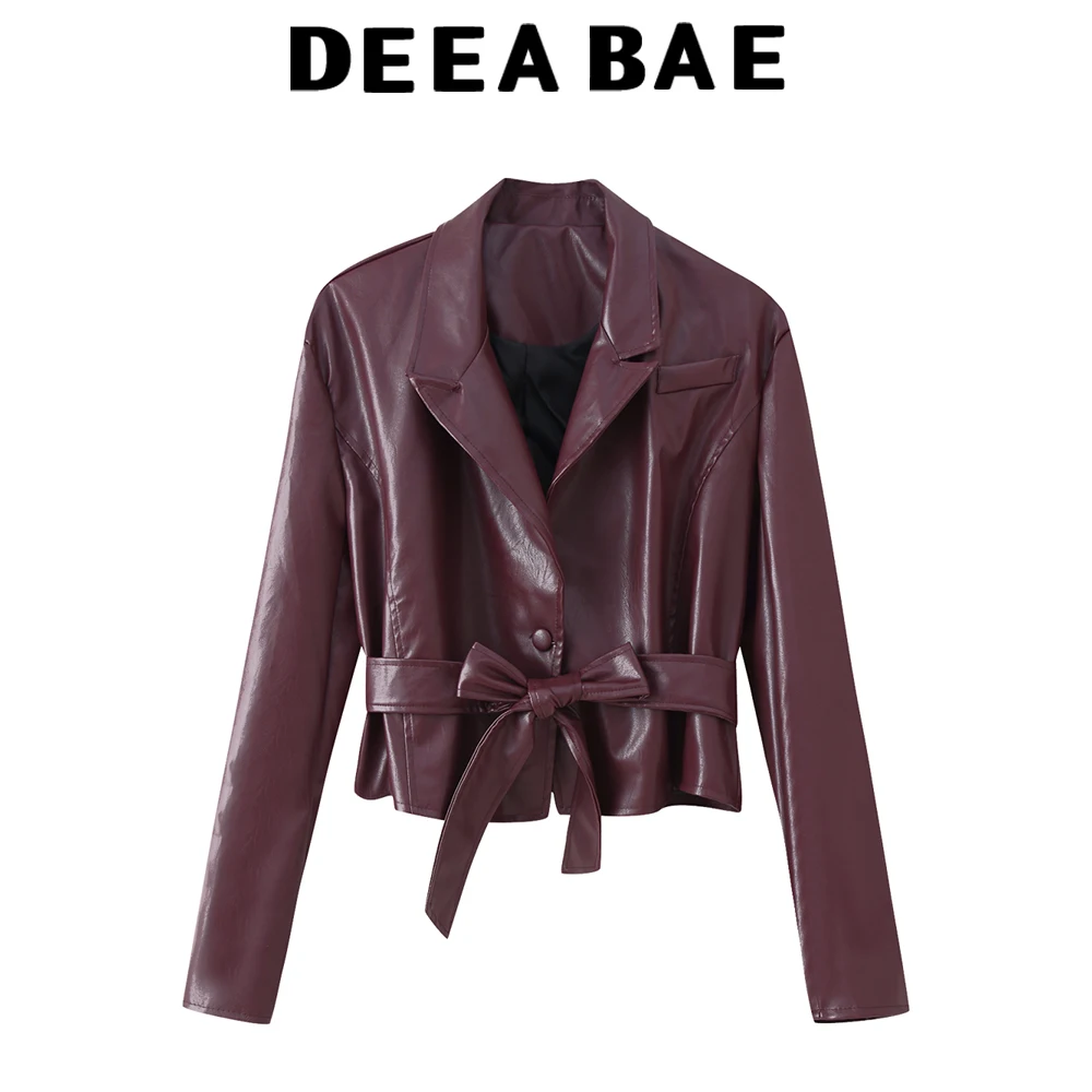 

DEEABAE осенне-зимняя новая женская одежда, крутая и модная мотоциклетная кожаная куртка с крутым ремешком