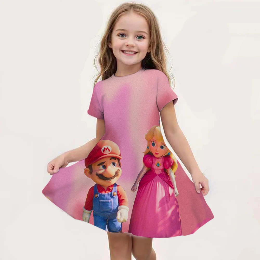 New Baby Girls Queen Peach Princess Dress Kids Cosplay Costume Children Birthday Carnival Party Outfit Stage Performance Clothes