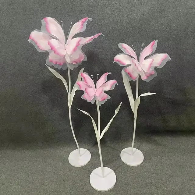 3 Stück Künstliche Schmetterlings-Gazeblumen für Hochzeiten im Freien, Dekoration für Zuhause, Events, Partys und Fenstergestaltung – Detail 8