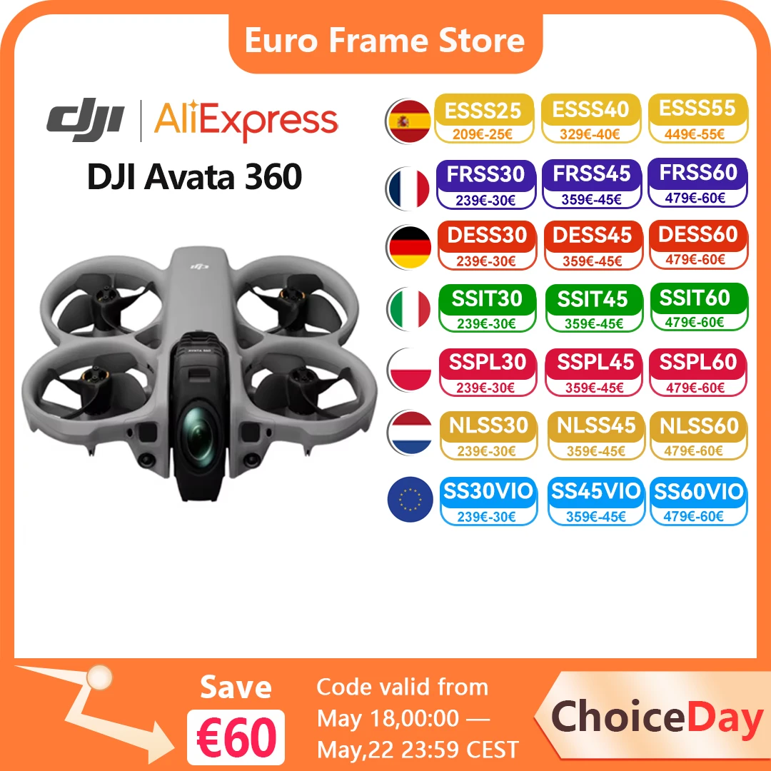 Expédition UE DJI Avata 360 360 °   Drone panoramique 8K HDR vidéo, capteur 1 pouce, évitement d'obstacles omnidirectionnel, FPV RC Drone Avata 360