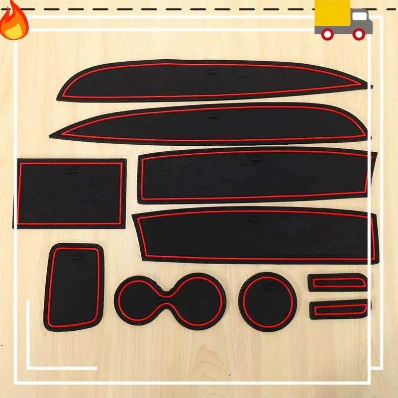 

Discount-10Pcs Car Styling Red Door Groove Mat Replacement Parts For Renault Clio 4 Interior Decoration Anti-Slip Gate Slot Cup
