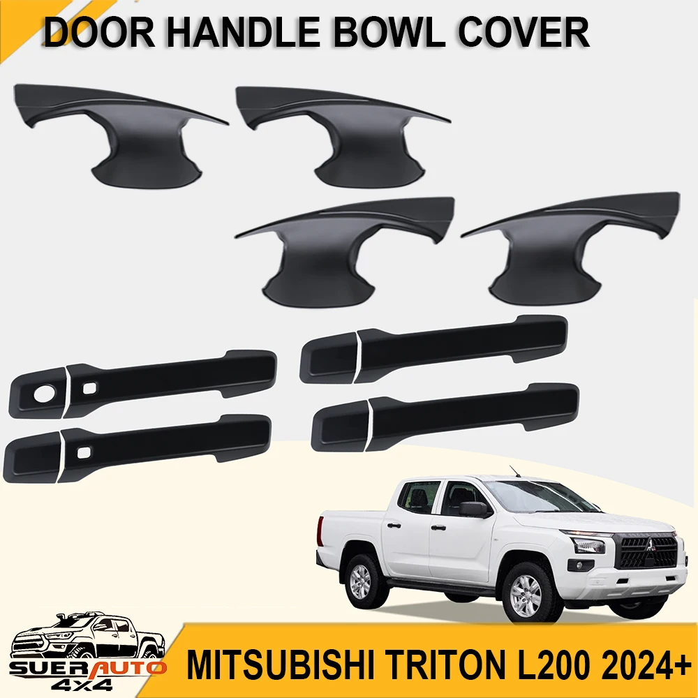 

Door Handle Bowl Cover for Mitsubishi L200 Triton 2024+ Double Cab Protectors Cover ABS Matte Black Exterior Accessories