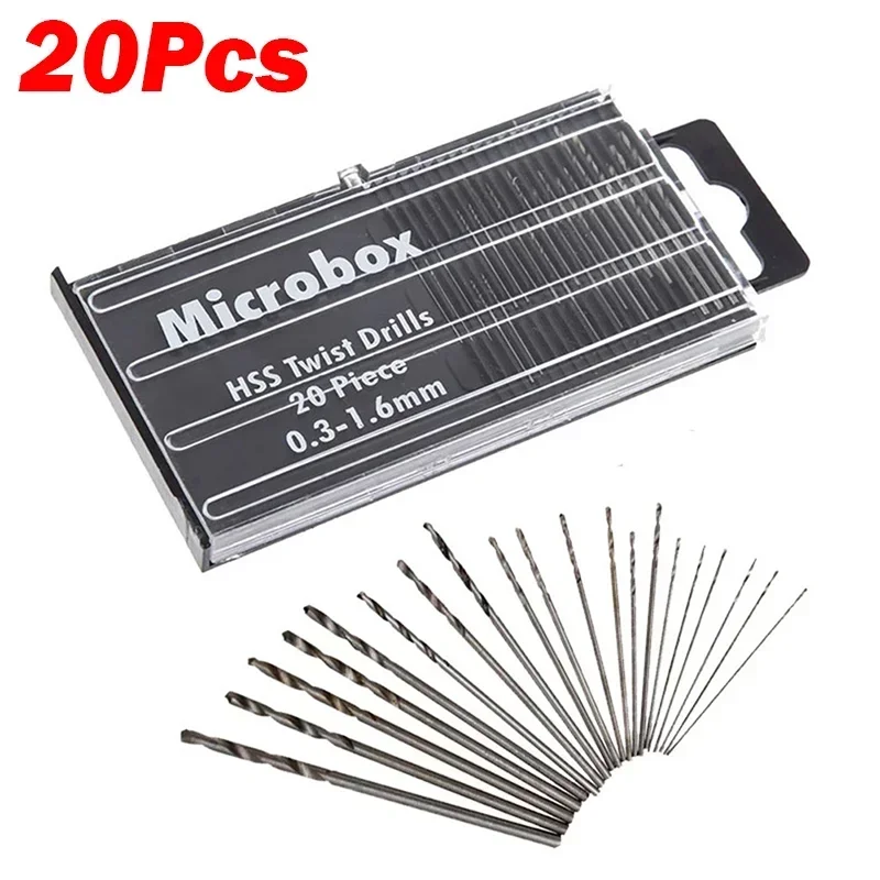 

20Pcs 0.3mm-1.6mm HSS Micro Drill Bits Set Mini Twlst Drills For Precision Crafts/Jewellery/Watch Repair/Model Making Drilling
