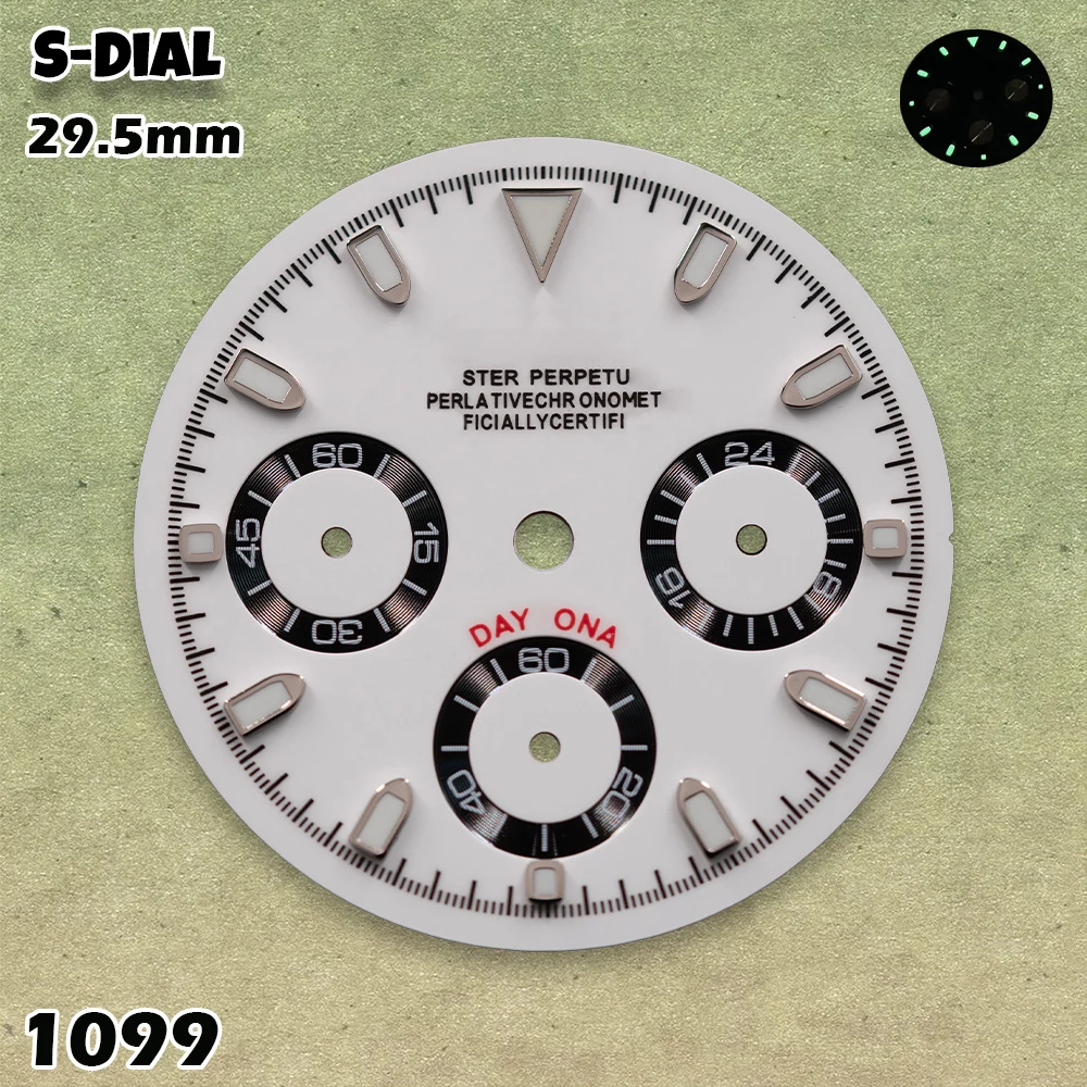 NG VK63 Dial 29.5mm DTN Panda Dial S Logo VK63 Movement Green Luminous Watches for men Watch Modification Accessories