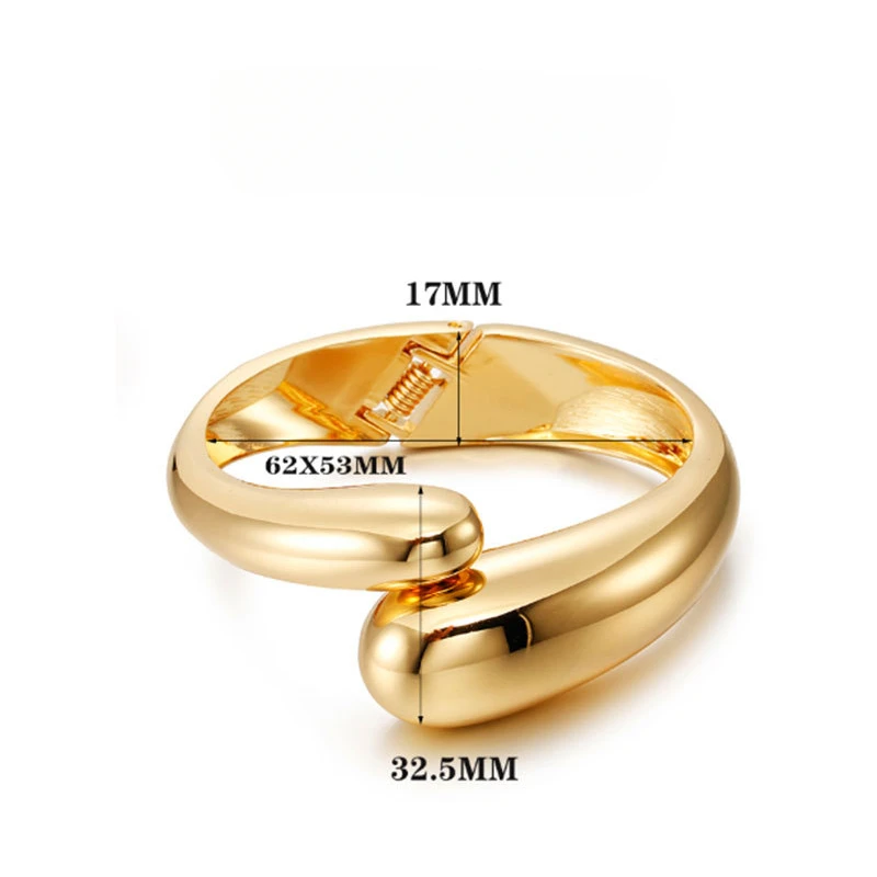 New Arrival Trendy Smooth Stainless Steel Water Drop Bangle for Women Personality Cuff Bracelet Jewelry Accessory Colorfast Gift
