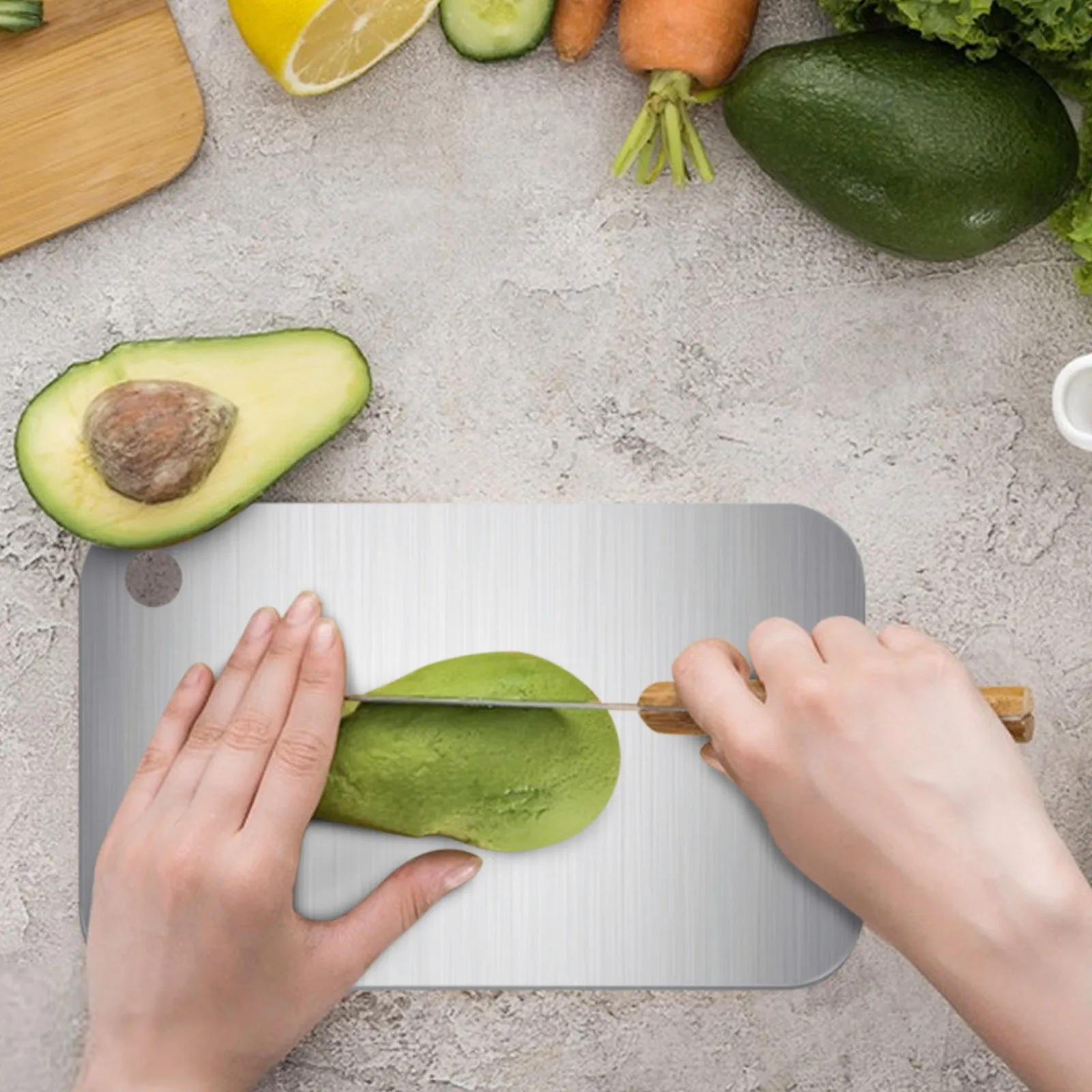 2024 New Cutting Board 201 Stainless Steel Chopping Boards For Kitchen Double Sided Metal Cutting Board For Meat Fruit Vegetable