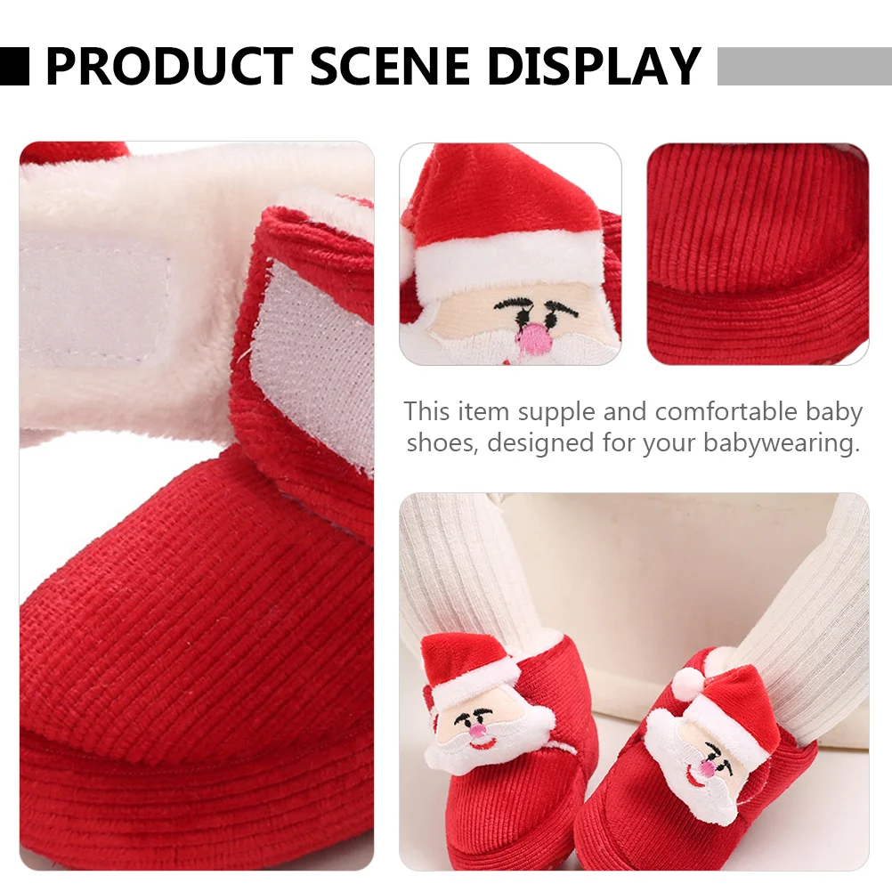 

1Pair Baby Cotton Booties Elastic Closure Warm Lightweight Non-Slip Infant Walking Shoes Santa Claus Design Xmas Toddler