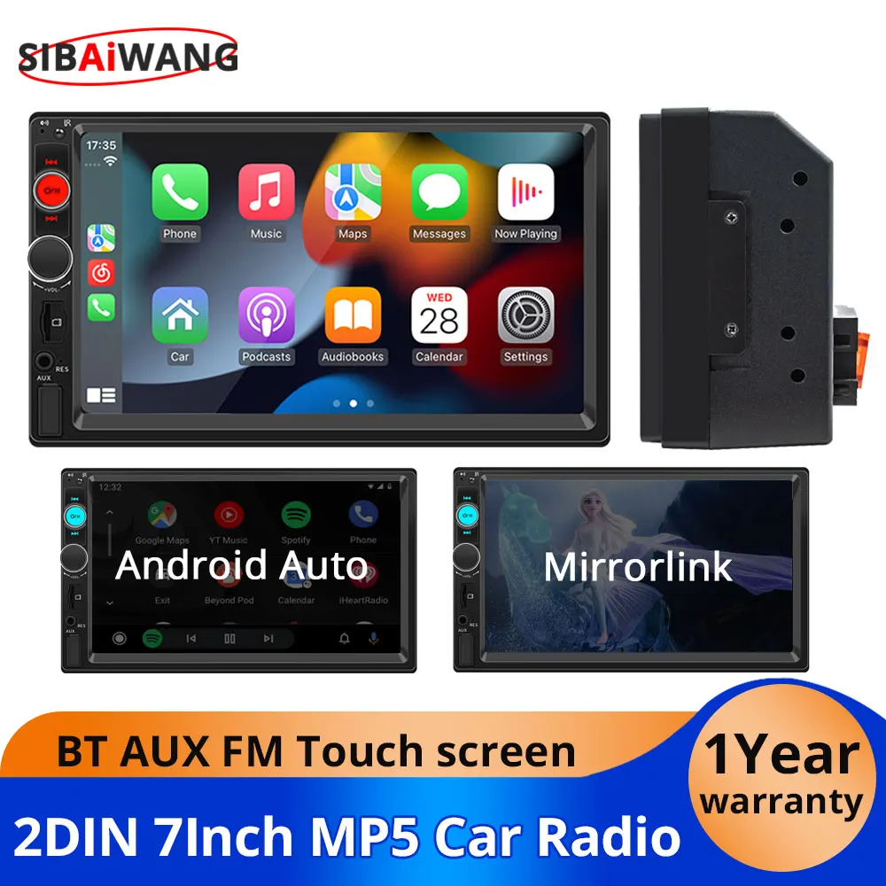 

2Din Car Radio MP5 Multimedia Player 7inch Universal Carplay Android auto Touch Screen Car MP5 Bluetooth Player FM AUX USB TF