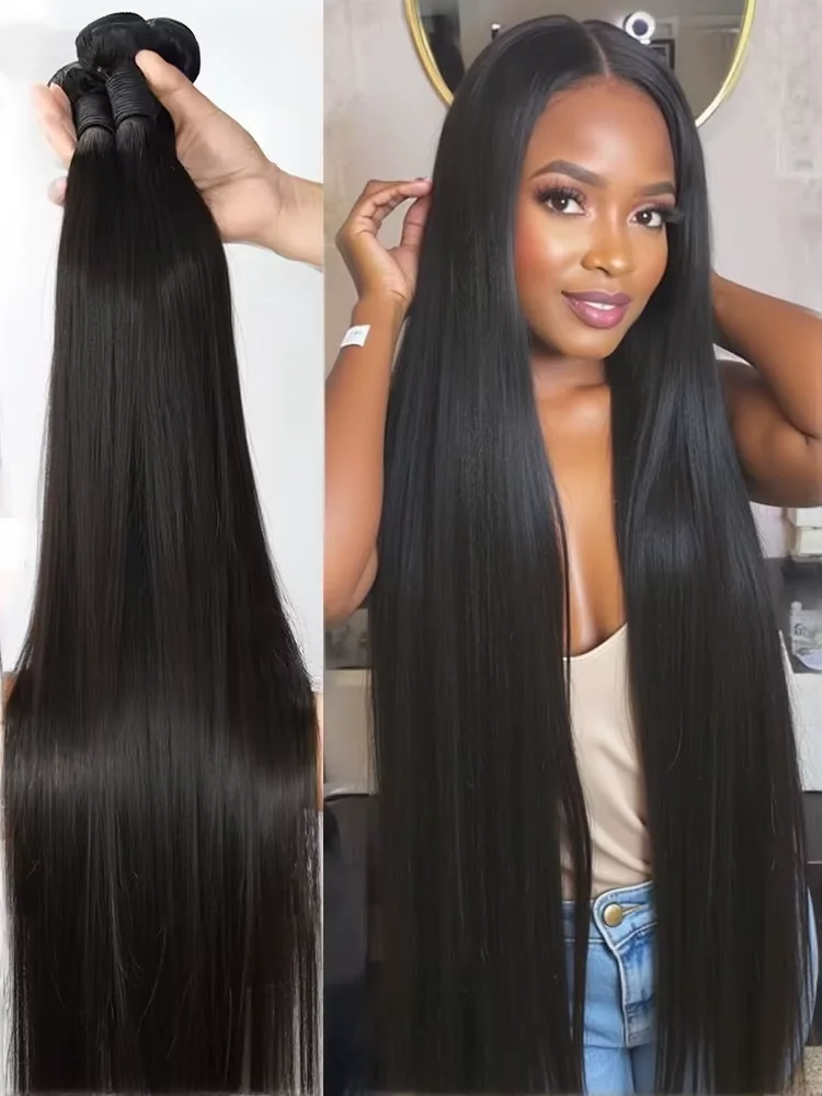 Bone Straight Human Hair Bundles 30 40 Inch Raw Hair Bundles 100% Human Hair Extensions Brazilian Remy Weave Hair 3 4 Bundles