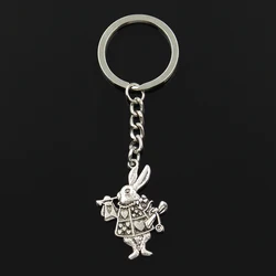 Fashion 30mm Key Ring Metal Key Chain Keychain Jewelry Antique Silver Color Plated Musical Rabbit Trumpet 36x23mm Pendant
