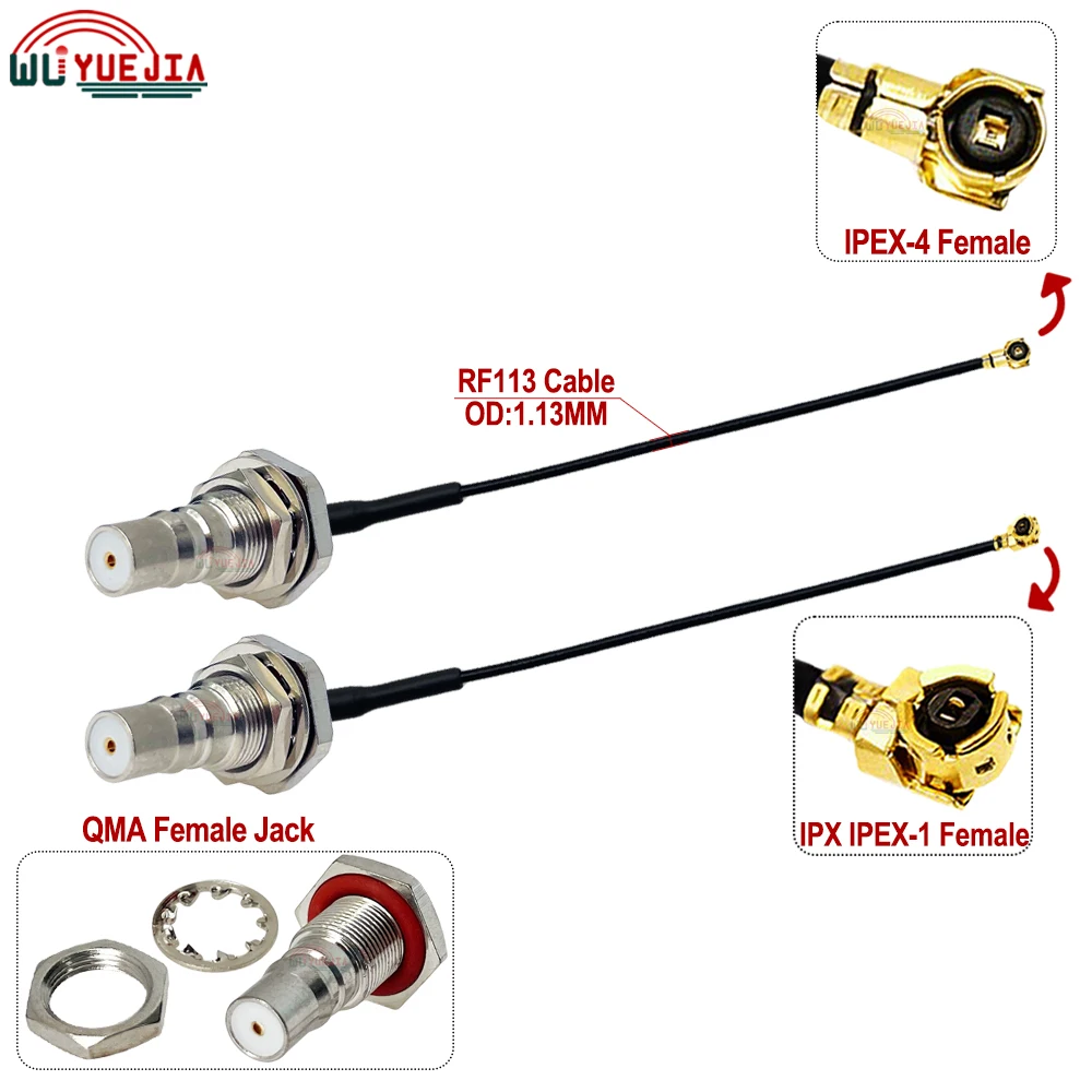 1Pc U.F.L RF113 Cable QMA Female Bulkhead to IPX IPEX-1 MHF-4 Female Connector RF113 Pigtail WIFI Antenna Extension Cable Jumper