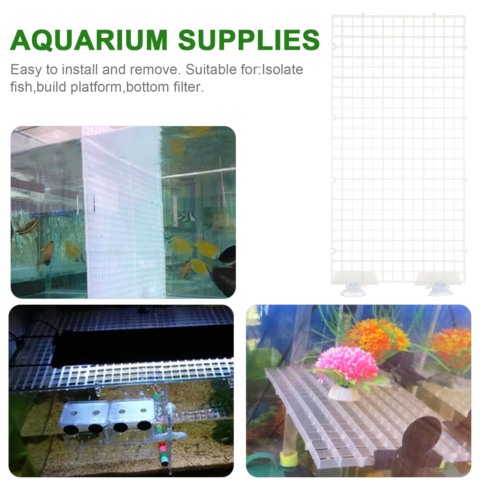 

1Set Aquarium Isolation Panel 30x15cm Transparent Lattice Plate Grid Divider Splicable for Fish Tank Breeding Separation