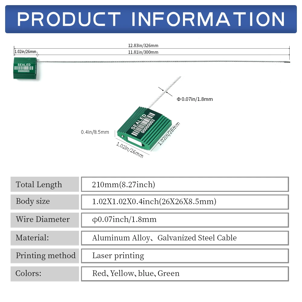 Truck Security Seals Serial Numbered Cable Seals Tamper Proof Shipping Ties Pull Tight Cable Wire Seal Aluminum Body Lock