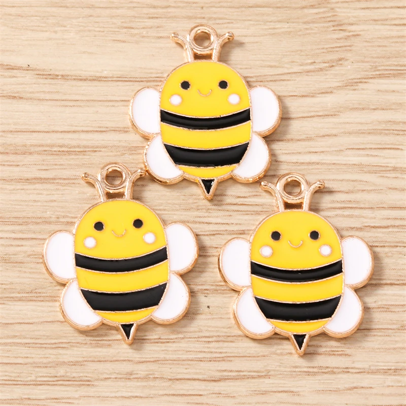 10 Stück Mix Cartoon Tier Biene Charms Emaille Honigbiene Blume Charms Anhänger für Schmuckherstellung Halsketten Ohrringe DIY Handwerk Geschenk – Detail 6