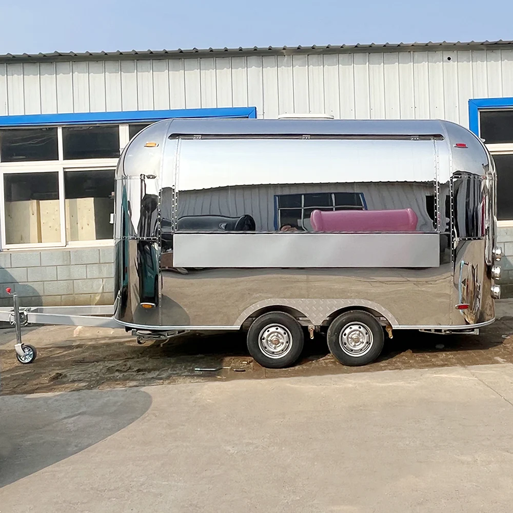 

Customized Hotdogs Candies Chips Ice Cream Truck Stainless Steel Food Trailer Full Kitchen Fast Food Business for Sale
