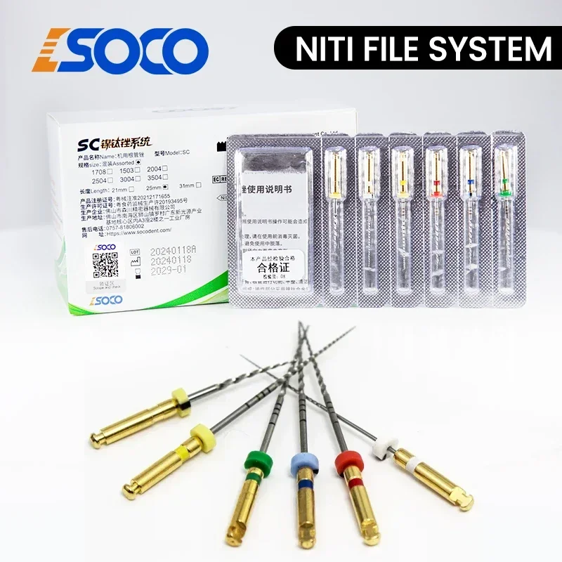 SOCO 6Pcs/Box Dental NiTi Root Canal Files: Heat-Treated Superior Rotary Instruments for Endodontics anti-fatigue anti-broken