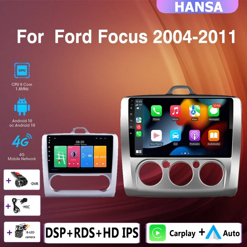 

2 DIN 4+64G android 10 Car radio Multimedia Player Carplay Auto GPS navigation NO DVD For Ford Focus 2 3 Mk2 Mk3 2004 2005-2011