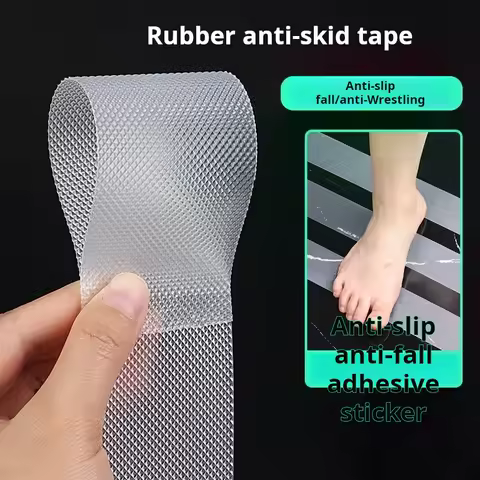 Anti-Slip Tape, Self-Adhesive Wear-Resistant Non-Skid Transparent Silicone Pad, Grid Pattern Waterproof Anti-Slip Grip Strip