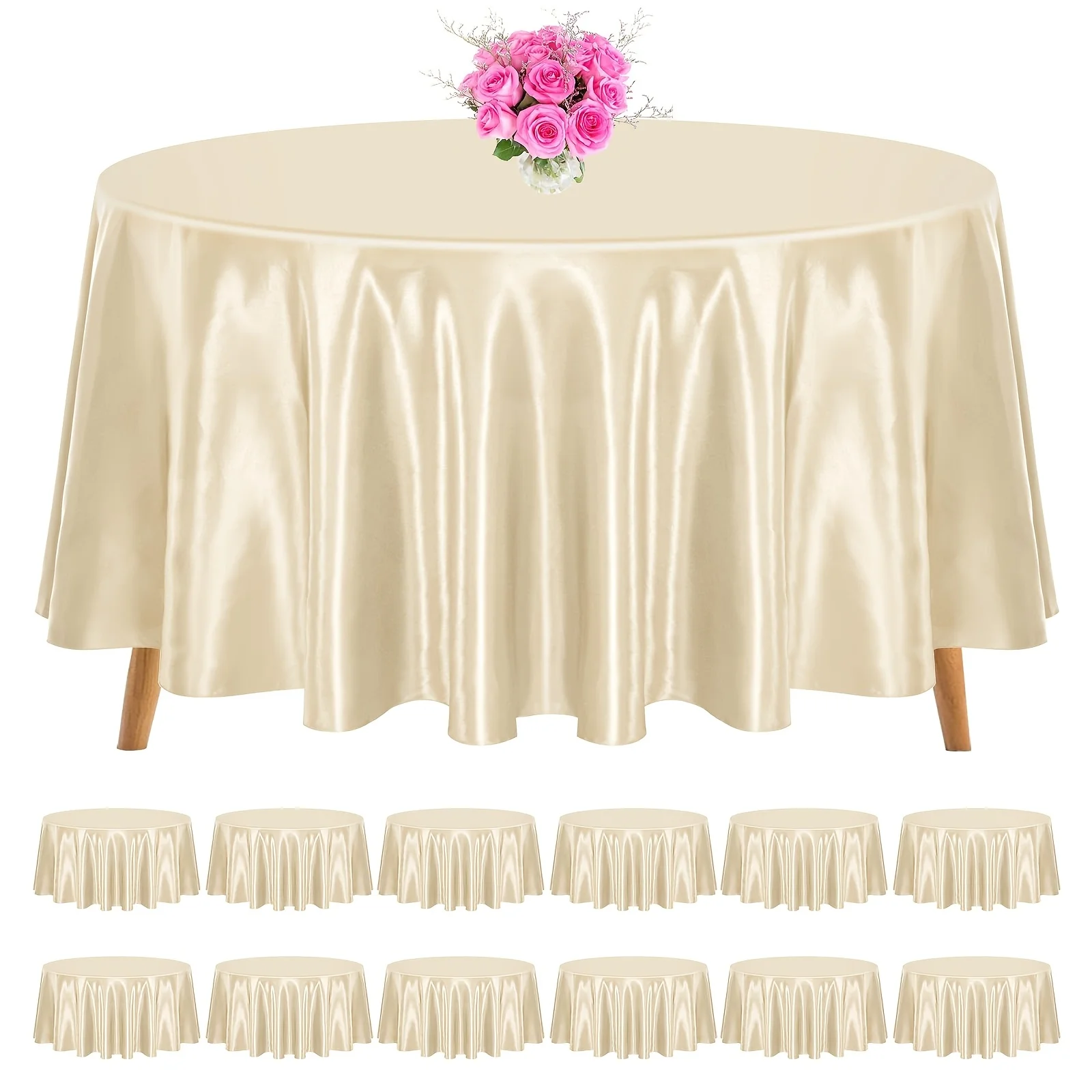 

[Weddings Graduation Season] 12 Pack 120 Inch Round Tablecloth, Fabric Table Cloth for Round Table, Wrinkle Resistant Washable Table Cover Bright Table Clothes for Wedding Party Dining Table Banquet Multiple Colors, Weddings Graduation Season Outdoor Even