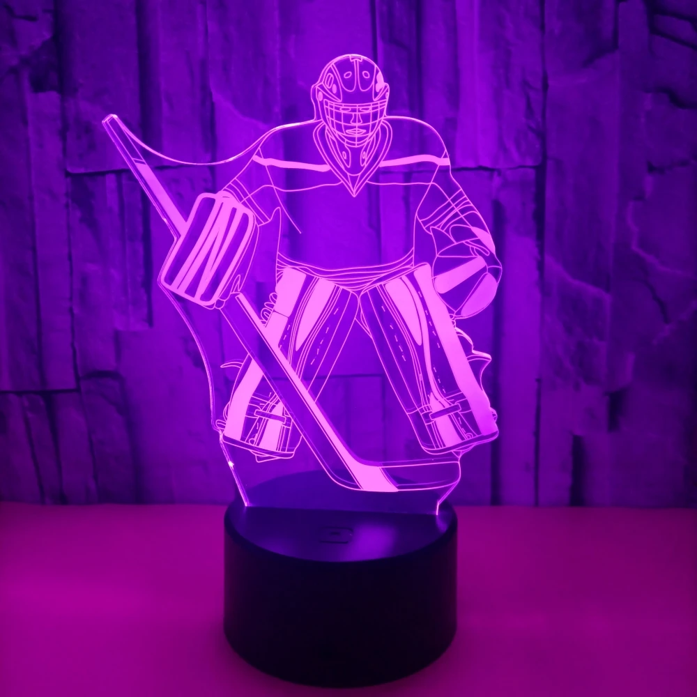 Ice Hockey Night Light 3D Illusion Lamp for Boys Room Decor  USB Color Changing Desk Lamps for Kids Sport Fans Birthday Gifts