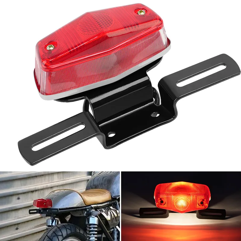 

Motorcycle Tail Light With License Plate Bracket Holder Retro Rear Lamp Led For Harley Honda Cafe Racer Custom Bobber Chopper
