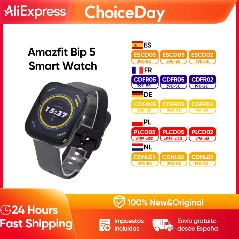 Amazfit bip 5 smart watch 1.91 “Anzeige Fitness 120 Sport modi, Herzfrequenz Schlaf überwachung für