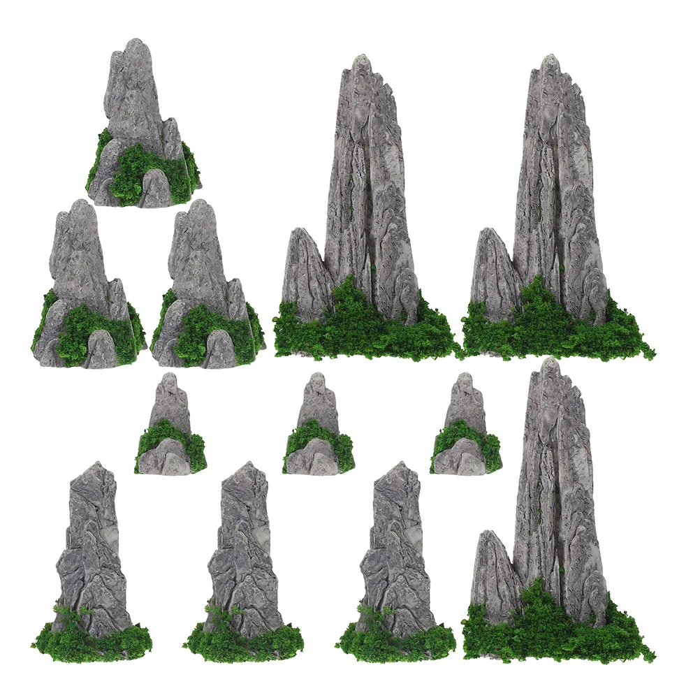 

12 Pcs Simulated Rockery Ornaments Fish Tank Mountains Souvenir Decoration Outdoor Resin Aquarium Garland