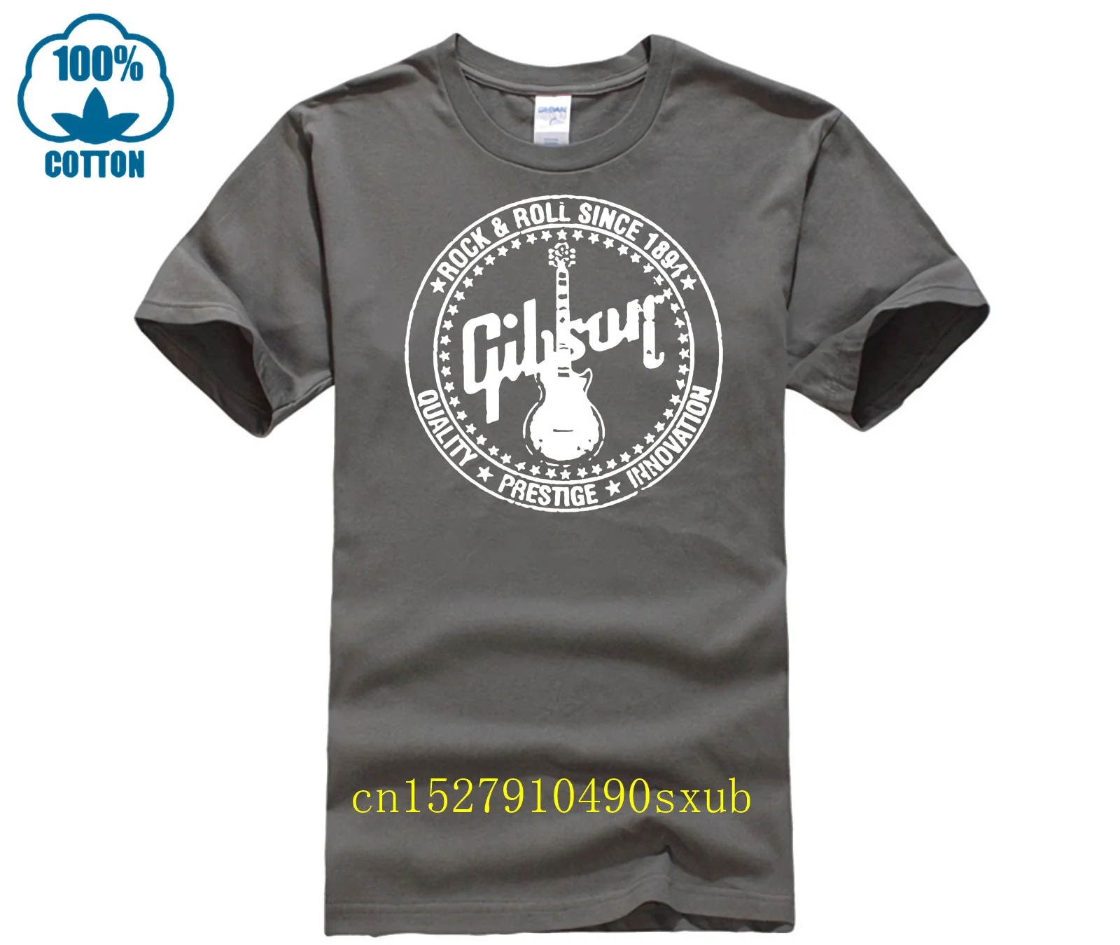 Rock Roll Since 1894 Gibson Logo Classic Black T-Shirt Newest Summer Men\'s Short Sleeve Popular Tees Shirt Tops Novel Unisex
