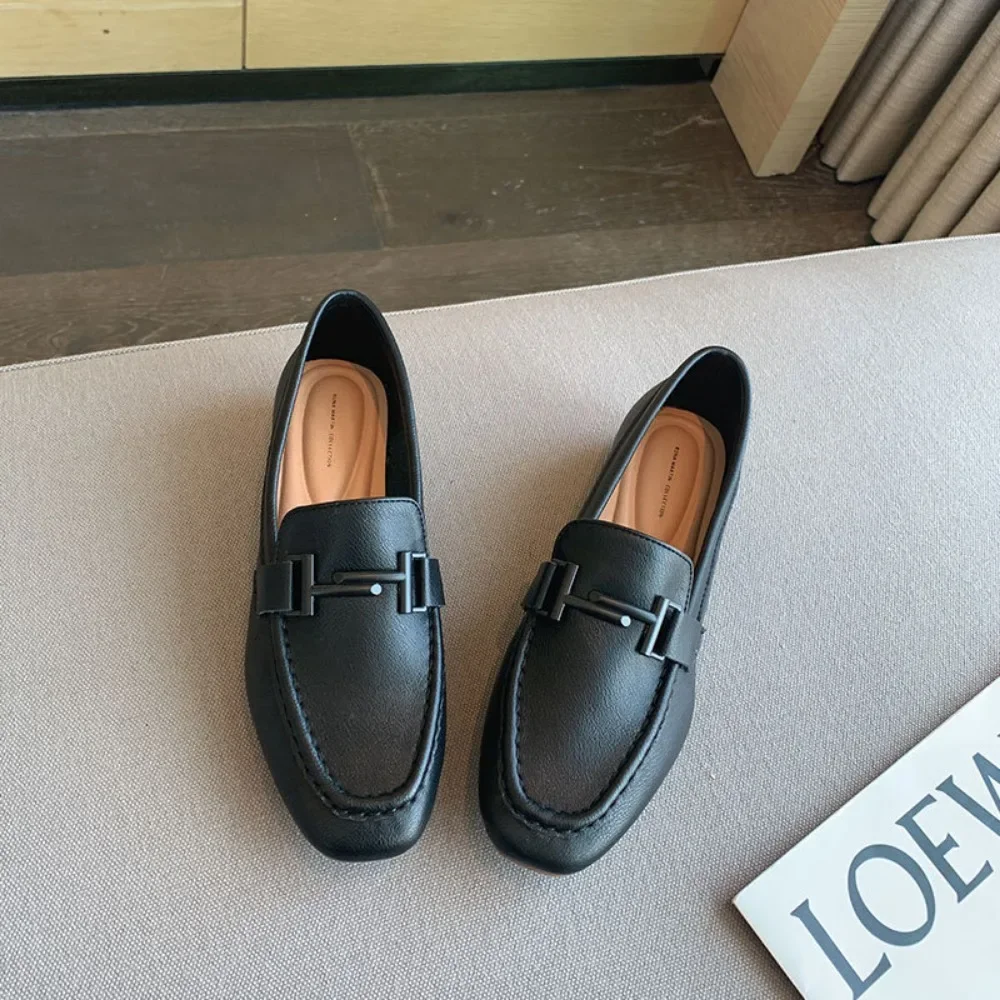 Single Shoe Women\'s 2026 Autumn New Loafers Lazy One Foot Flat Shoes Womens Shoes British Leather Shoes for Women Flats Ladies