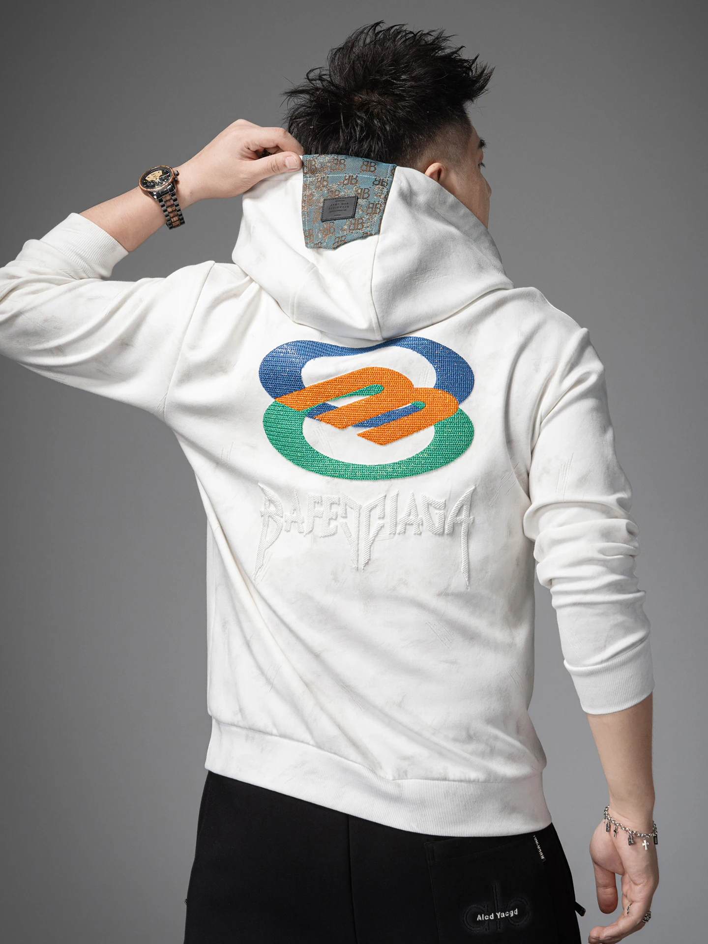 

Мужская толстовка с длинным рукавом и вышивкой, повседневная, свободного кроя, осенне-зимняя, модная, удобная, из смесового полиэстера