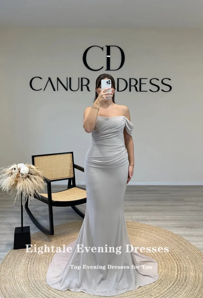 Eightale Arabisches Abendkleid mit abnehmbarem Rock, One-Shoulder-Chiffon-Falten, Abschlussball-Party-Kleider, individuelle Roben de Soirée